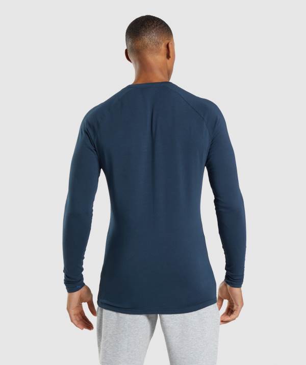 Panske Mikiny Gymshark Apollo Long Sleeve Námornícka Modrá | HW0834629